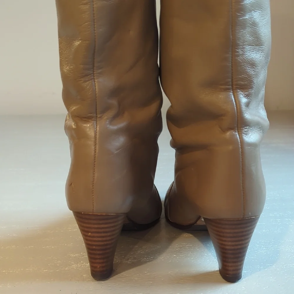 Vintage‎ Golo Leather Boots Heeled Tall Tan size 5.5